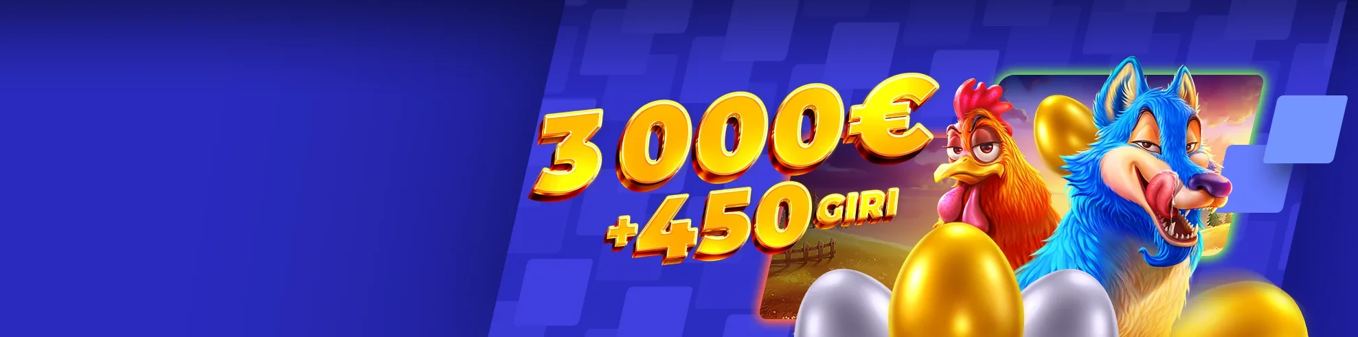 Winnita Casino banner con bonus di benvenuto fino a 3000 euro e 450 giri gratis Italia